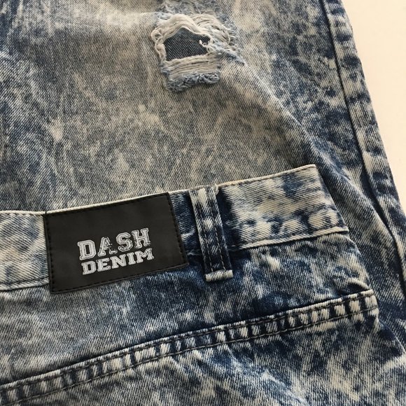 Dash Acid Washed Distressed Mens Blue Jeans 42x32 - Picture 4 of 10